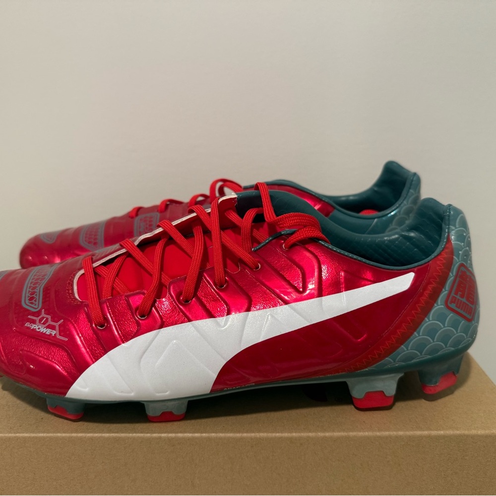 Puma High Risk Red and White Soccer Cleats